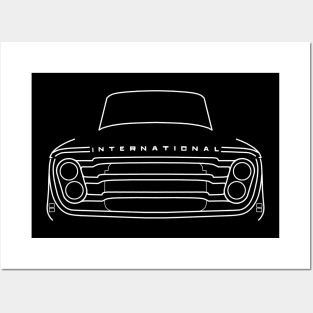 International Harvester AB series 1960s classic truck white outline graphic Posters and Art